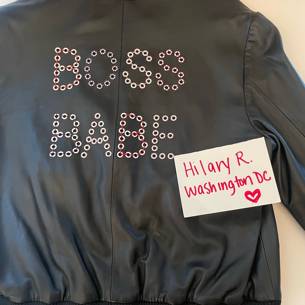 Alice and Olivia boss babe biker jacket